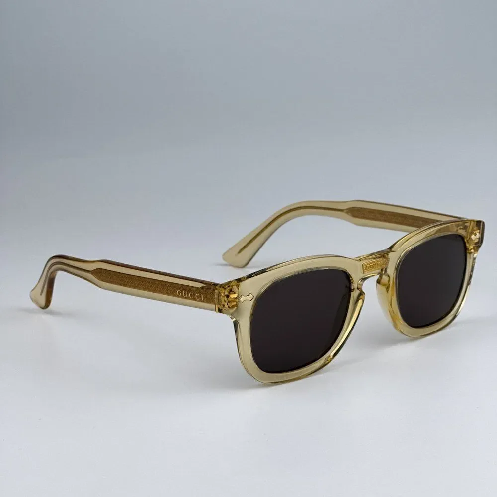 NEW Gucci GG0182S 006 Transparent Brown Square Unisex Sunglasses GG 0182S